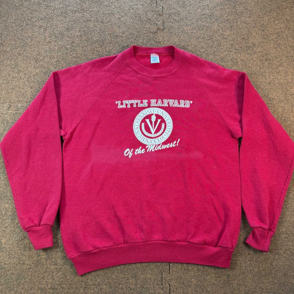 Vintage Jerzees Valparaiso University Little Harvard Midwest Sweatshirt XL Red